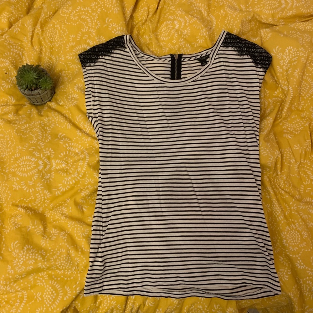 Striped lacy cotton top